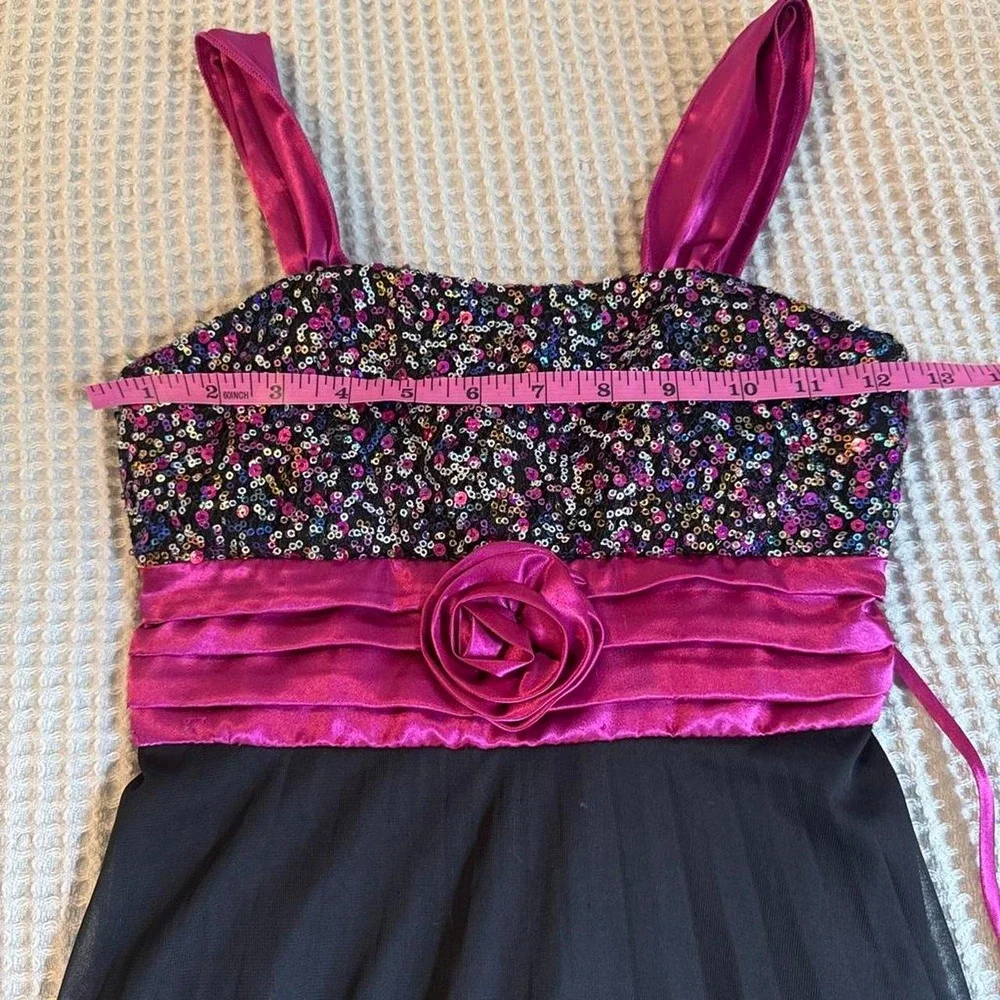 Y2K Speechless Fuchsia Pink and Black Sequin Rose Party Dress